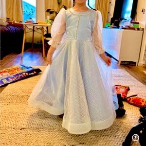 Custom Made Amazing Sparkle Blue White Frozen Elsa Dress Size 4-5 T